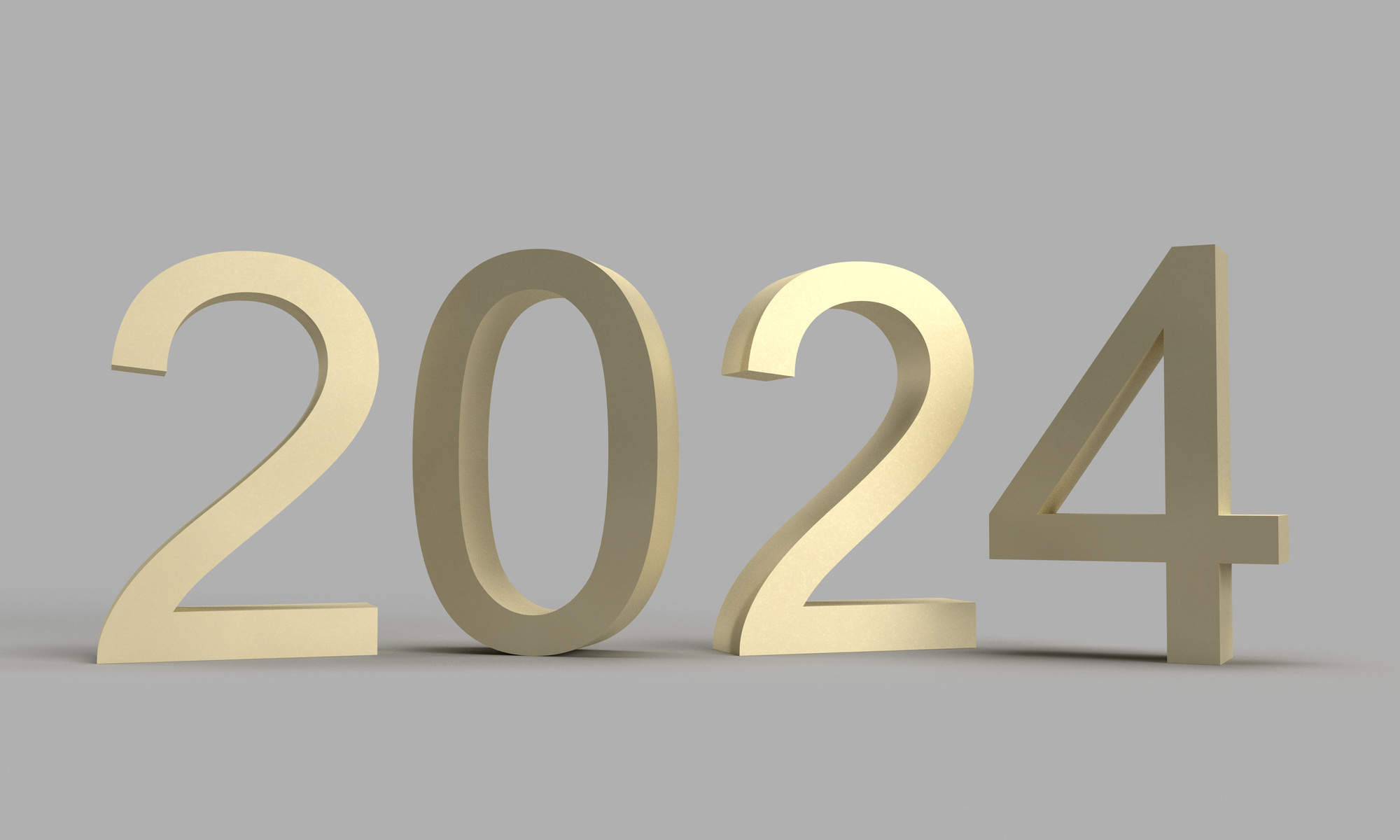 2024 text font golden metal color white isolate background calan
