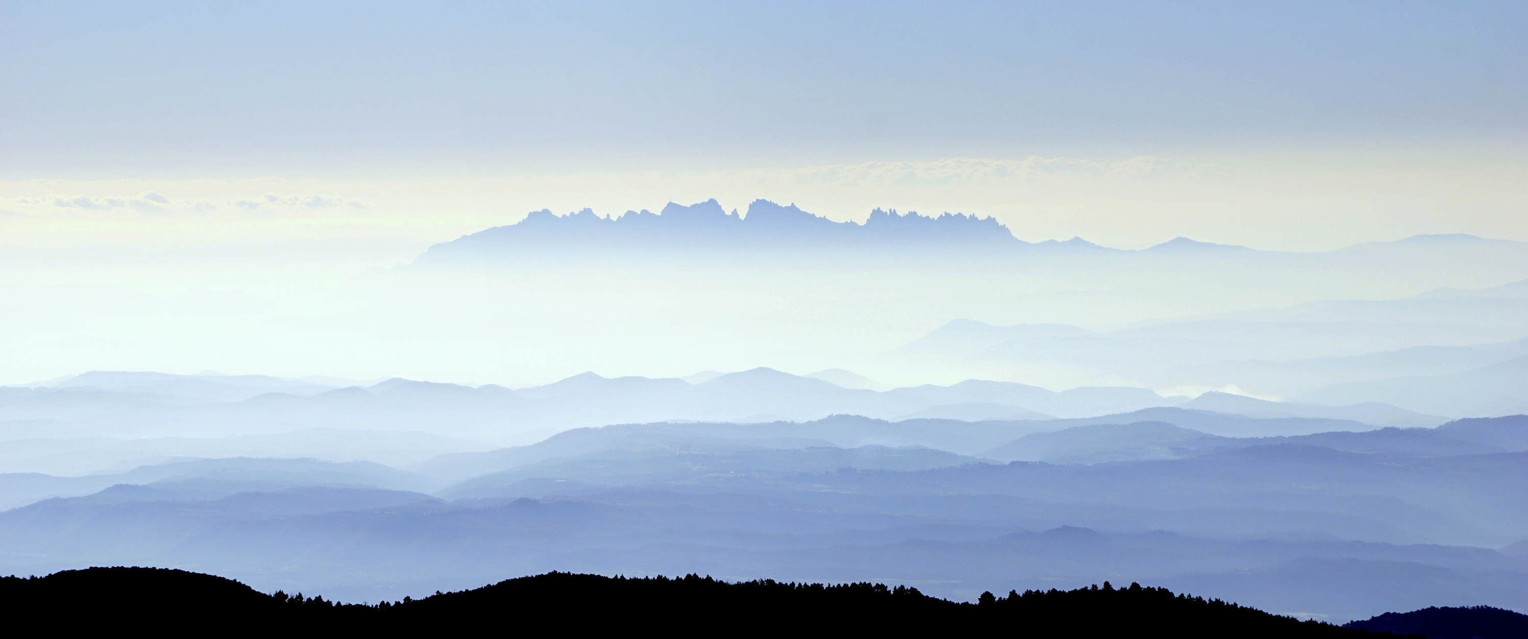 Mist, Montserrat, Landscape, Nature, Mountain, Horizon